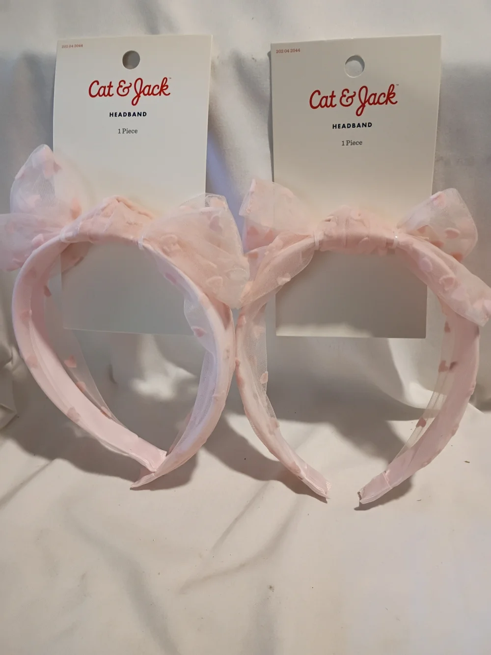 Cat & Jack Light Pink Tulle Bow Headband - Set of 4